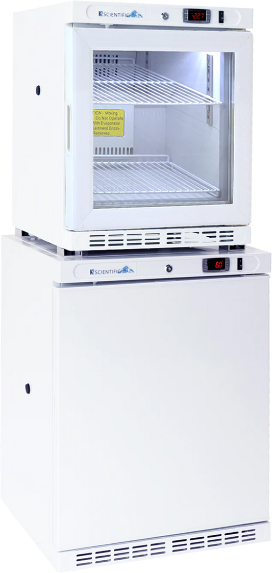 2.5 Cu. Ft. Combination Lab Glass Door Refrigerator & 4 Cu Ft. Solid Door Freezer